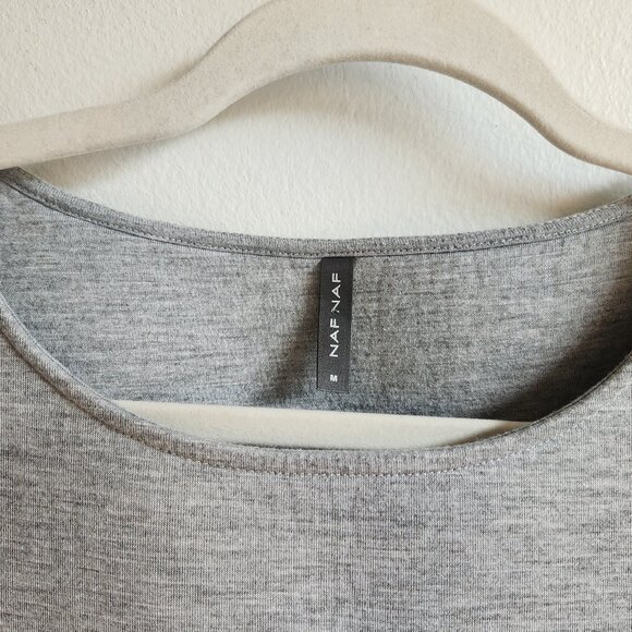 🇫🇷 Naf Naf Black Mirror-Style Flared Mini Gray Dress - Picture 2 of 14